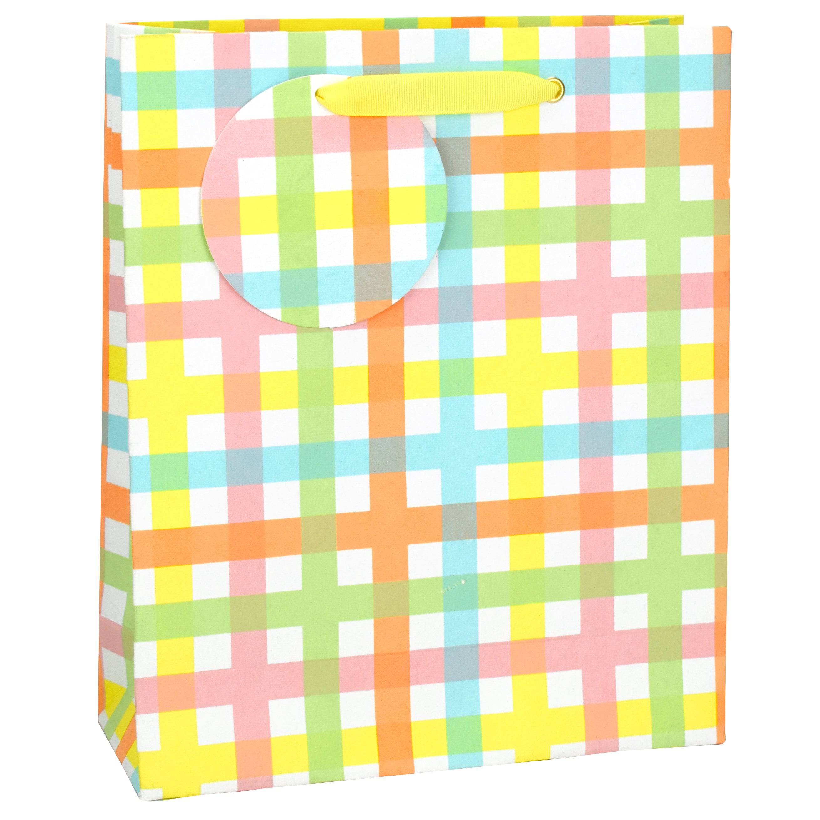 Large spring-themed gift bag with floral design from Love Vivid's Spring Check collection, suitable for gift wrapping.